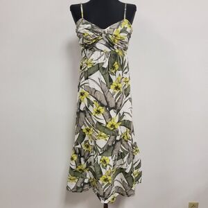 Banana Republic Womens Y2K Tirered Babydoll‎ Midi Dress Size 8 Floral Preppy